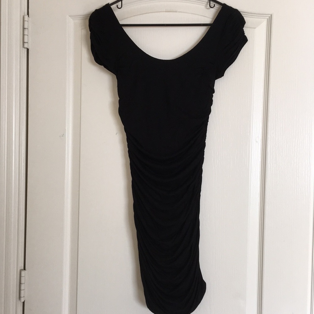 black bodycon ruched dress